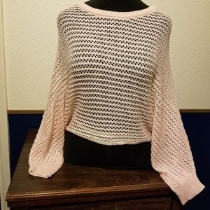 Love Tree soft pink open knit dolman sweater